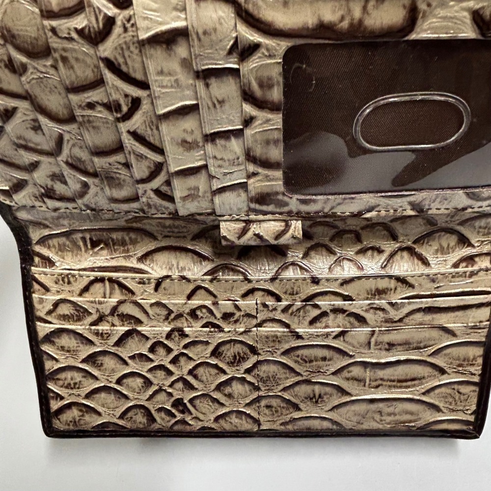 Brahmin Ady Leather Wallet Trifold fold Croc Alligator Embossed Checkbook Luxury - Picture 4 of 13